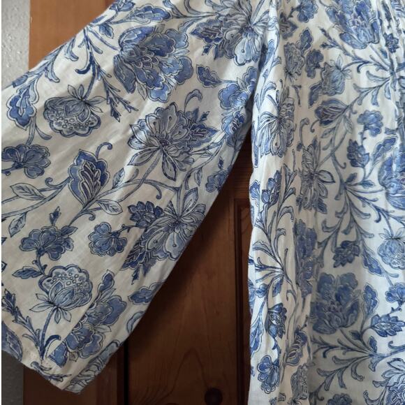 J.Jill Love Linen 100% Linen croqette cottagecore bohemian bell sleeve M PRETTY - Picture 7 of 8